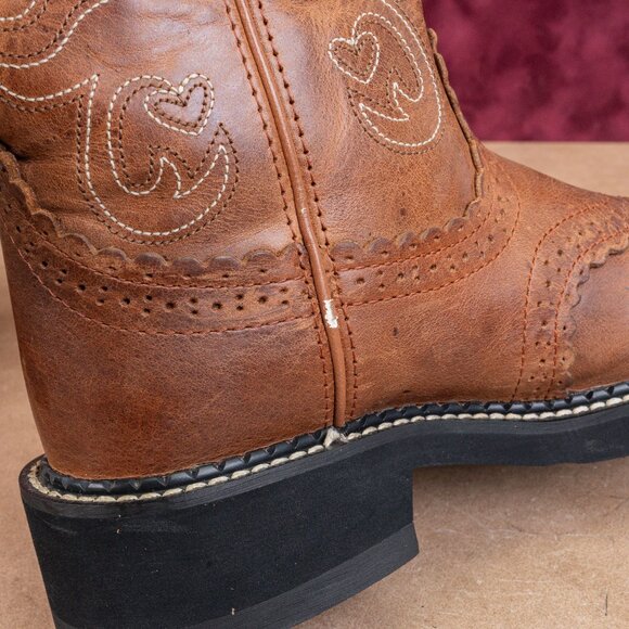 Ariat Women Fatbaby Brown Leather Slip-on Western Cowboy Boots sz 7 - Picture 7 of 12